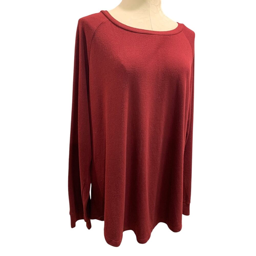 2XL Womens Burgundy Pullover Shirt Jersey Knit Long Sleeve